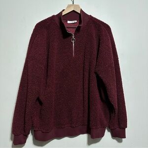 SO Youth Sherpa Quarter Zip Burgundy Sweatshirt Size XL